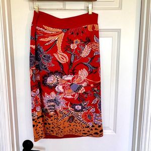 Maeve anthropology red animal print sweater pencil skirt size medium